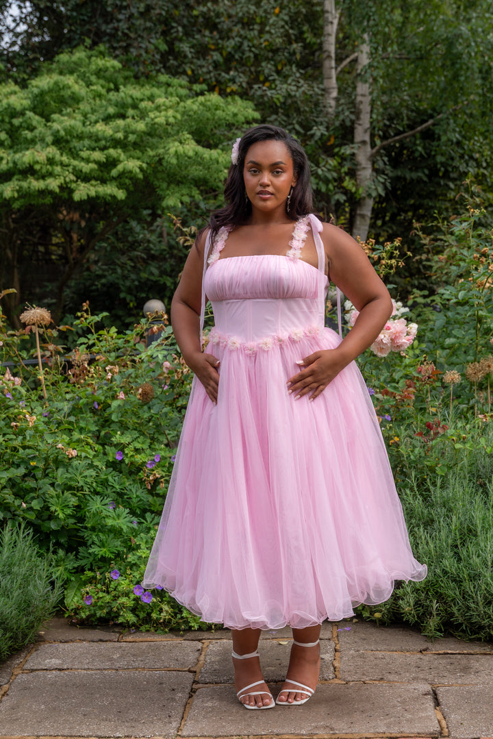 Blossom Belle Tulle Midi Dress - Pink