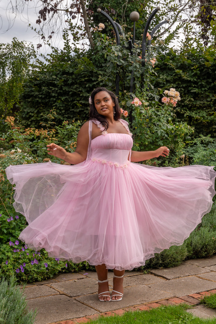 Blossom Belle Tulle Midi Dress - Pink