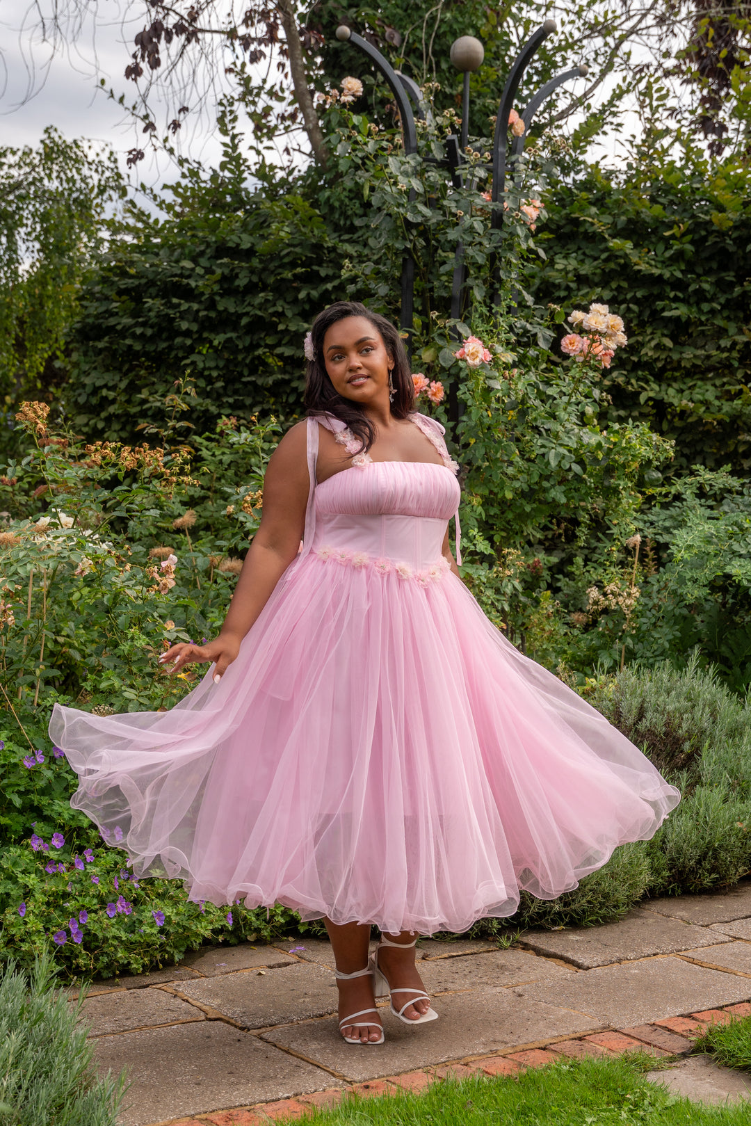Blossom Belle Tulle Midi Dress - Pink