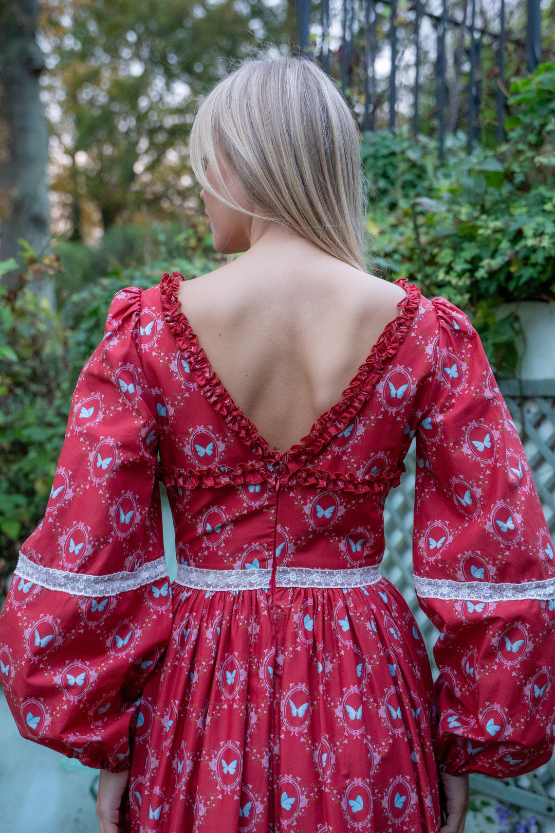 Flutter Lace Bloom Maxi Dress - Lipstick Red - Fairy Tong