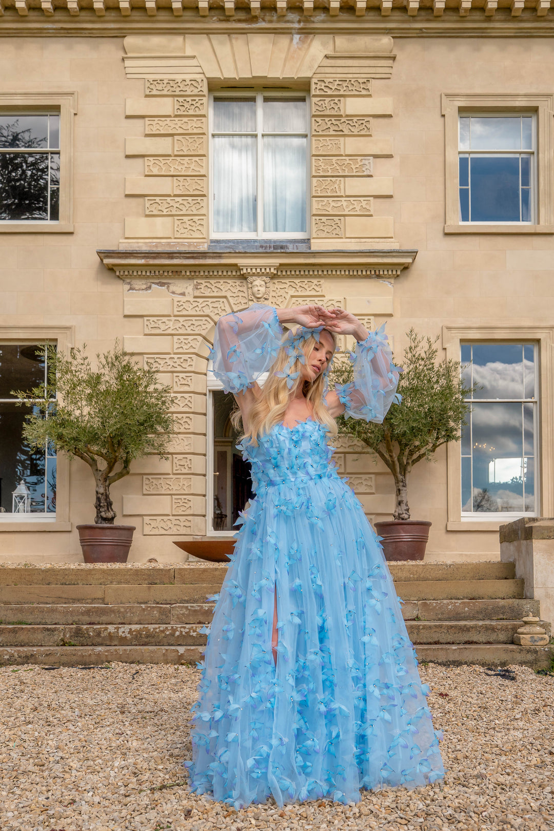blue morpho dress Blue Butterfly Appliqu Ball Gown with Off Shoulder Corset Bodice Ethereal Princess Tulle Evening Dress Romantic Couture Formal Gown Fairytale Prom