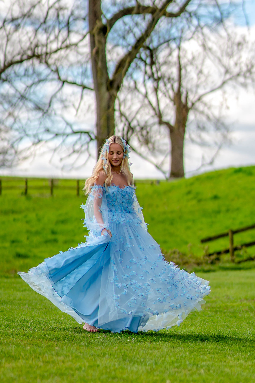 blue fairy wedding dress Blue Fairy-tale Ball Gown With Floral Embroidery on Luulla