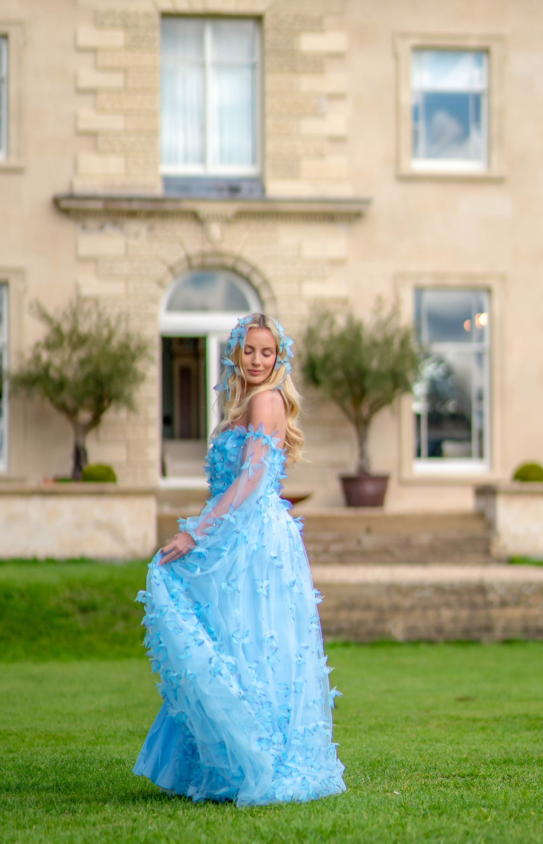 blue fairytale prom dress Formal Evening Dress under $170||Fairytale A-Line Puff Sleeves Tulle EvaFashionDress