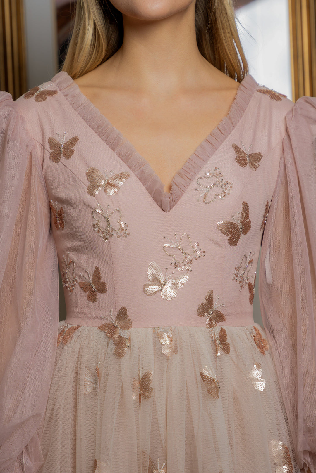 Golden Monarch Sequin Midi Dress - Fairy Tong