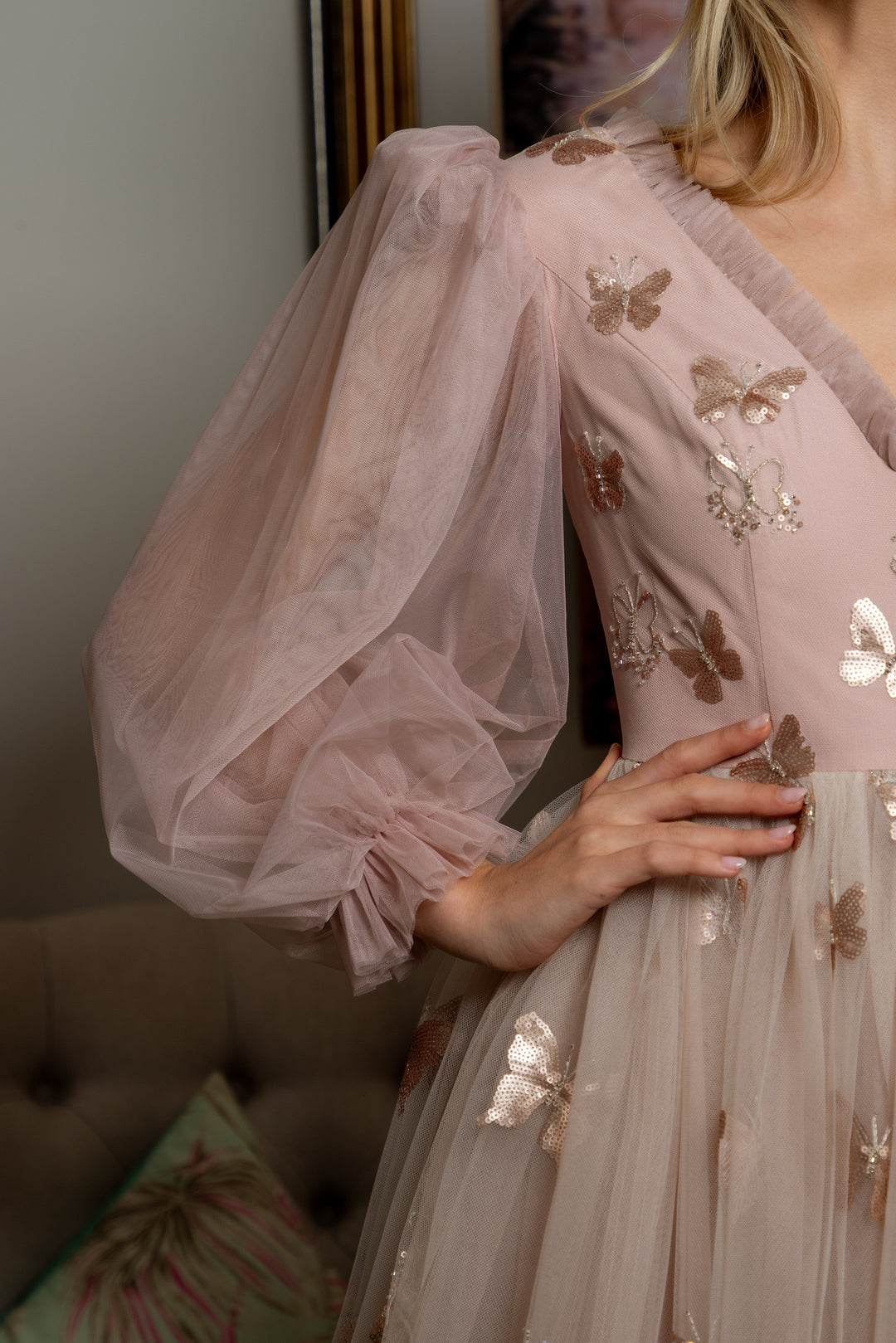 Golden Monarch Sequin Midi Dress - Fairy Tong