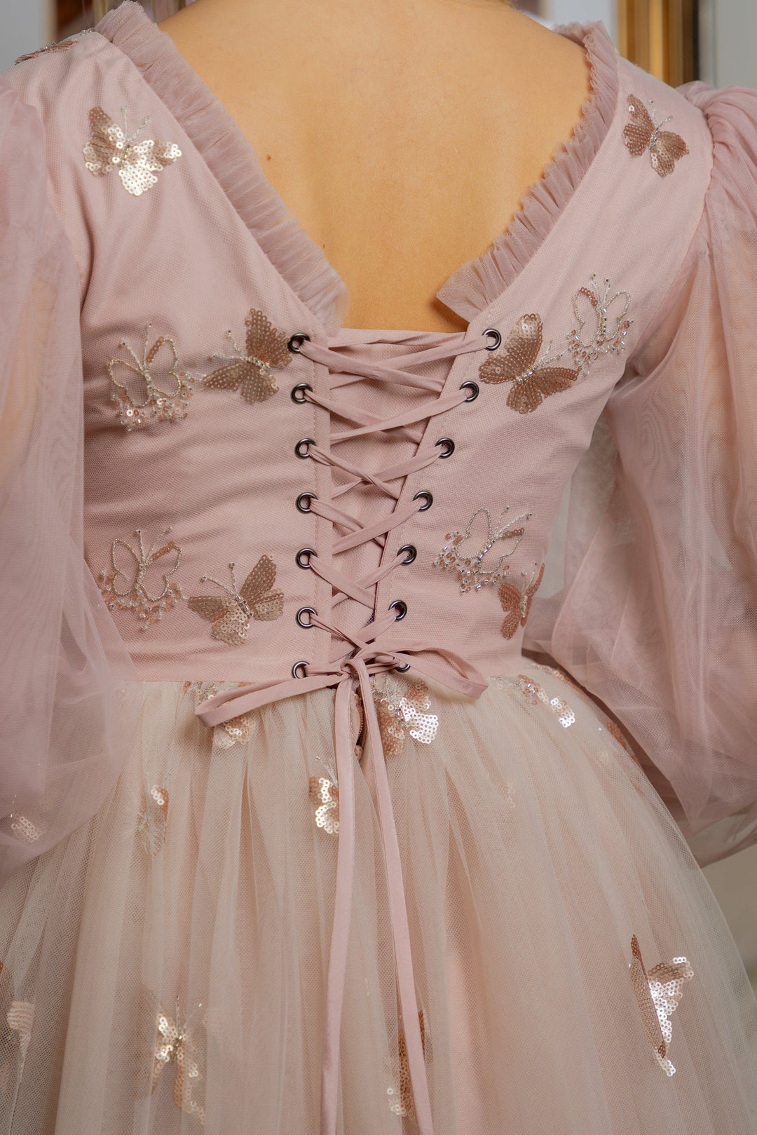 Golden Monarch Sequin Midi Dress - Fairy Tong