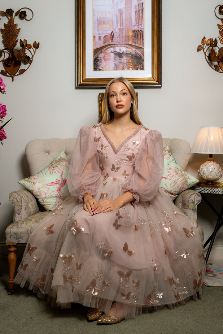 Golden Monarch Sequin Midi Dress - Fairy Tong