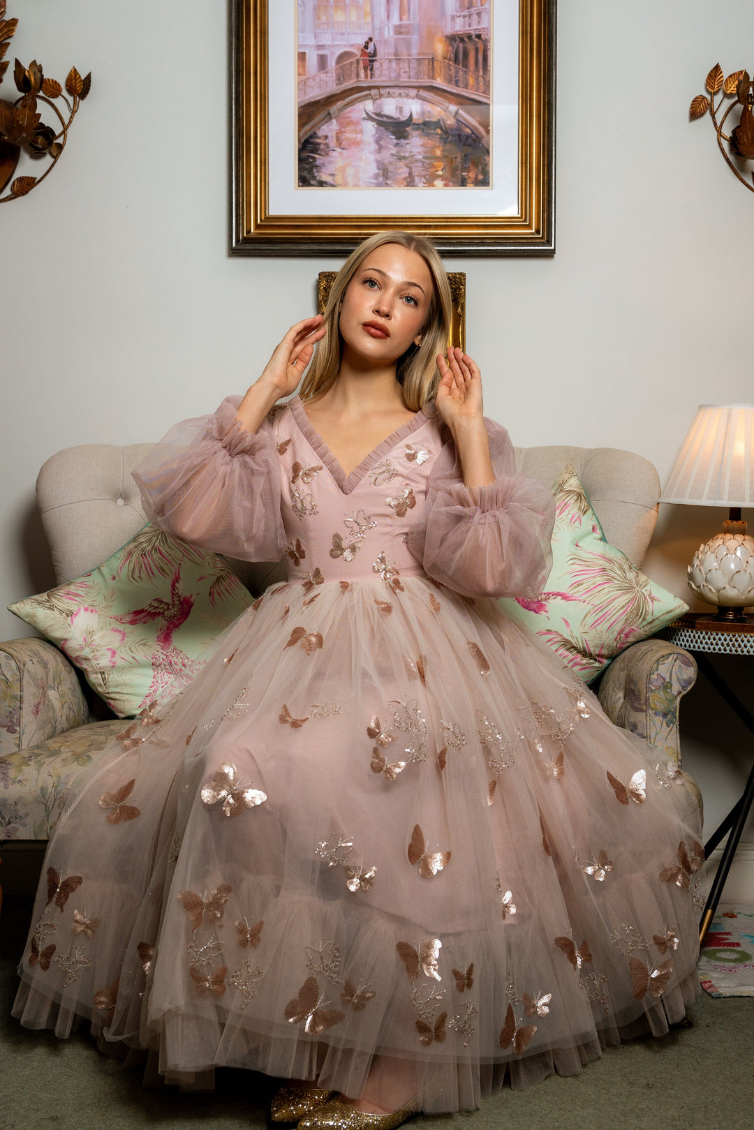 Golden Monarch Sequin Midi Dress - Fairy Tong