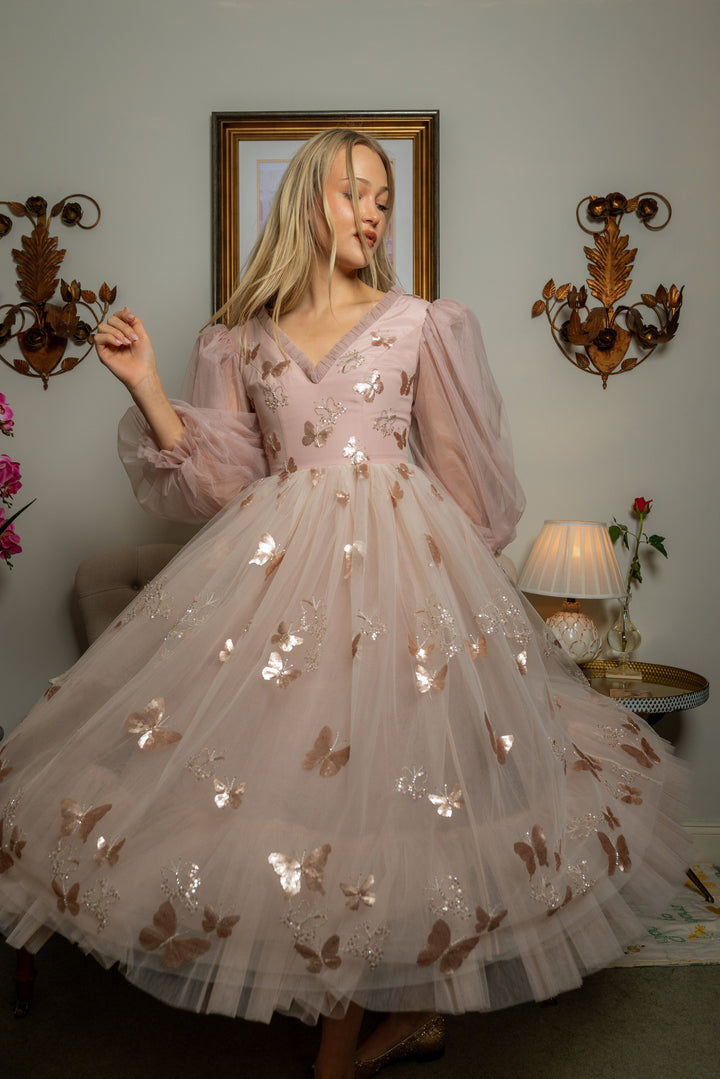 Golden Monarch Sequin Midi Dress - Fairy Tong