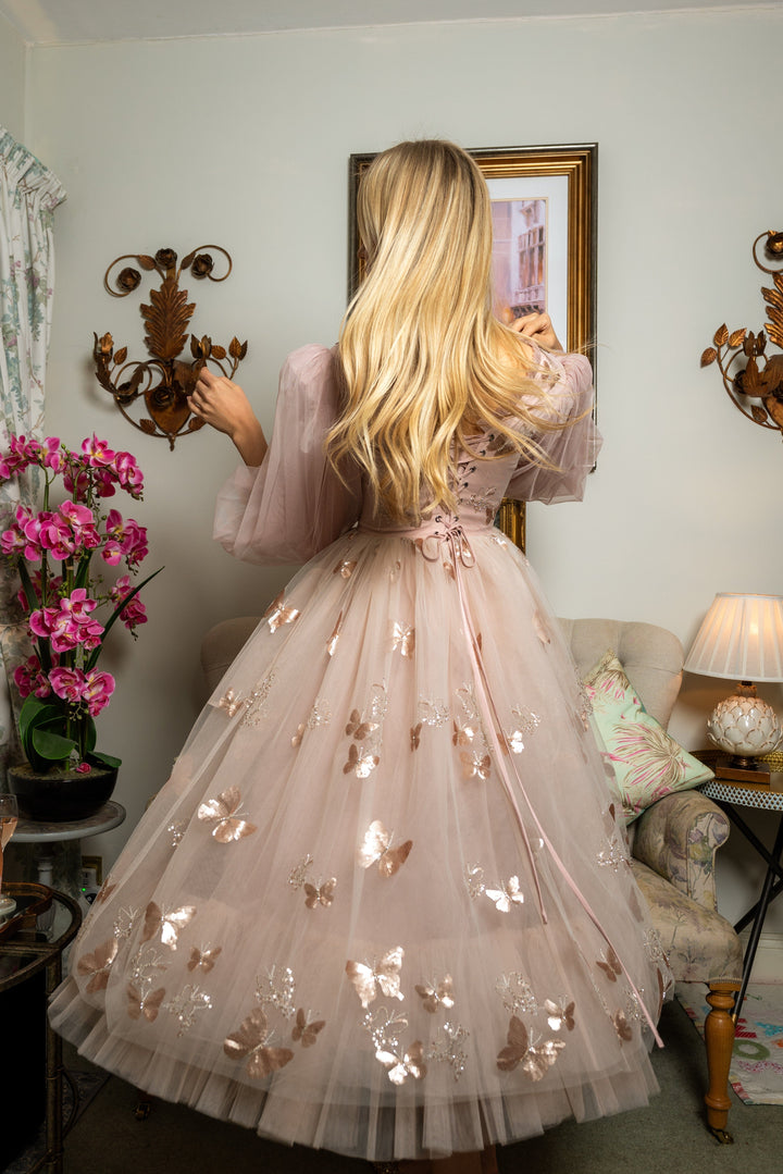 Golden Monarch Sequin Midi Dress - Fairy Tong