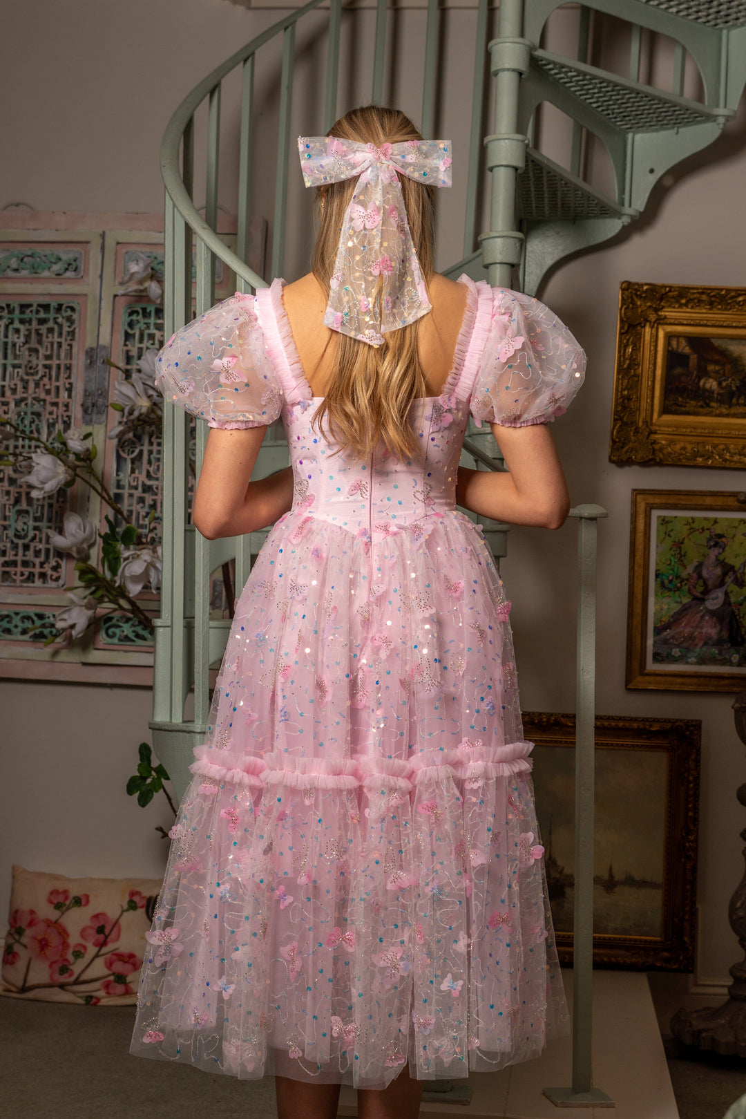 Fairy Hairstreak Midi Dress - Baby Pink - Fairy Tong