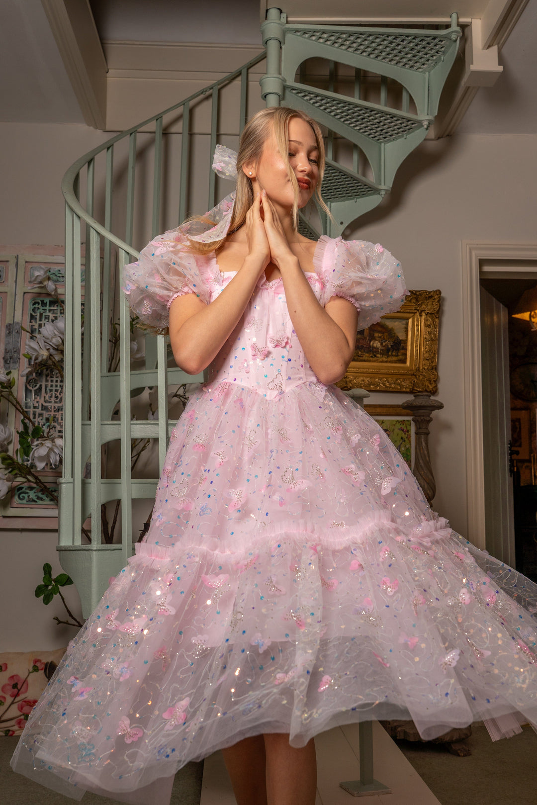 Fairy Hairstreak Midi Dress - Baby Pink - Fairy Tong