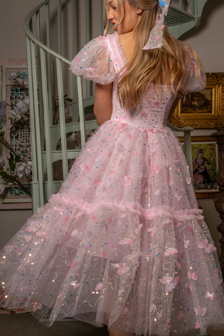 Fairy Hairstreak Midi Dress - Baby Pink - Fairy Tong