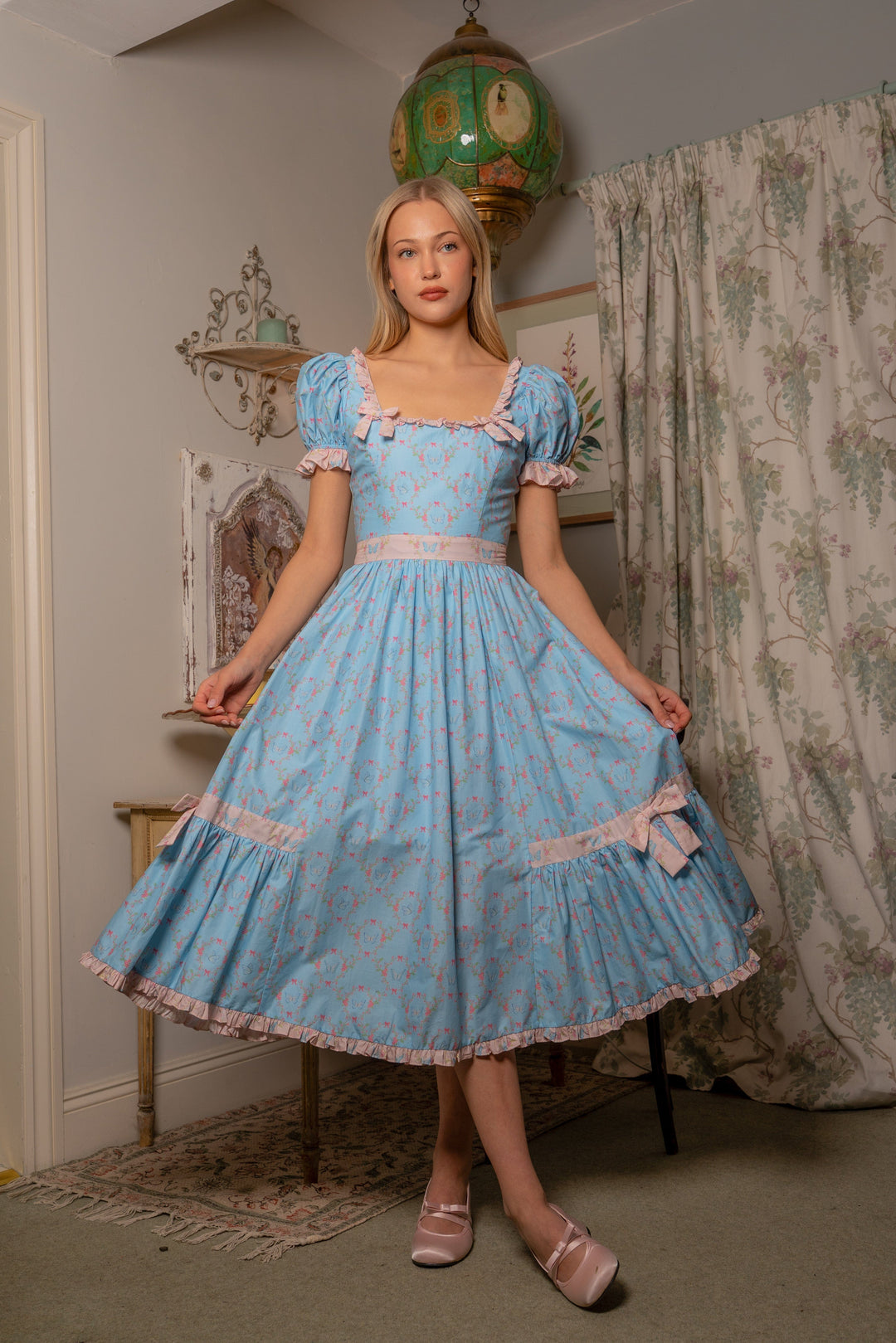 Butterfly Garden Midi Dress - Blue - Fairy Tong