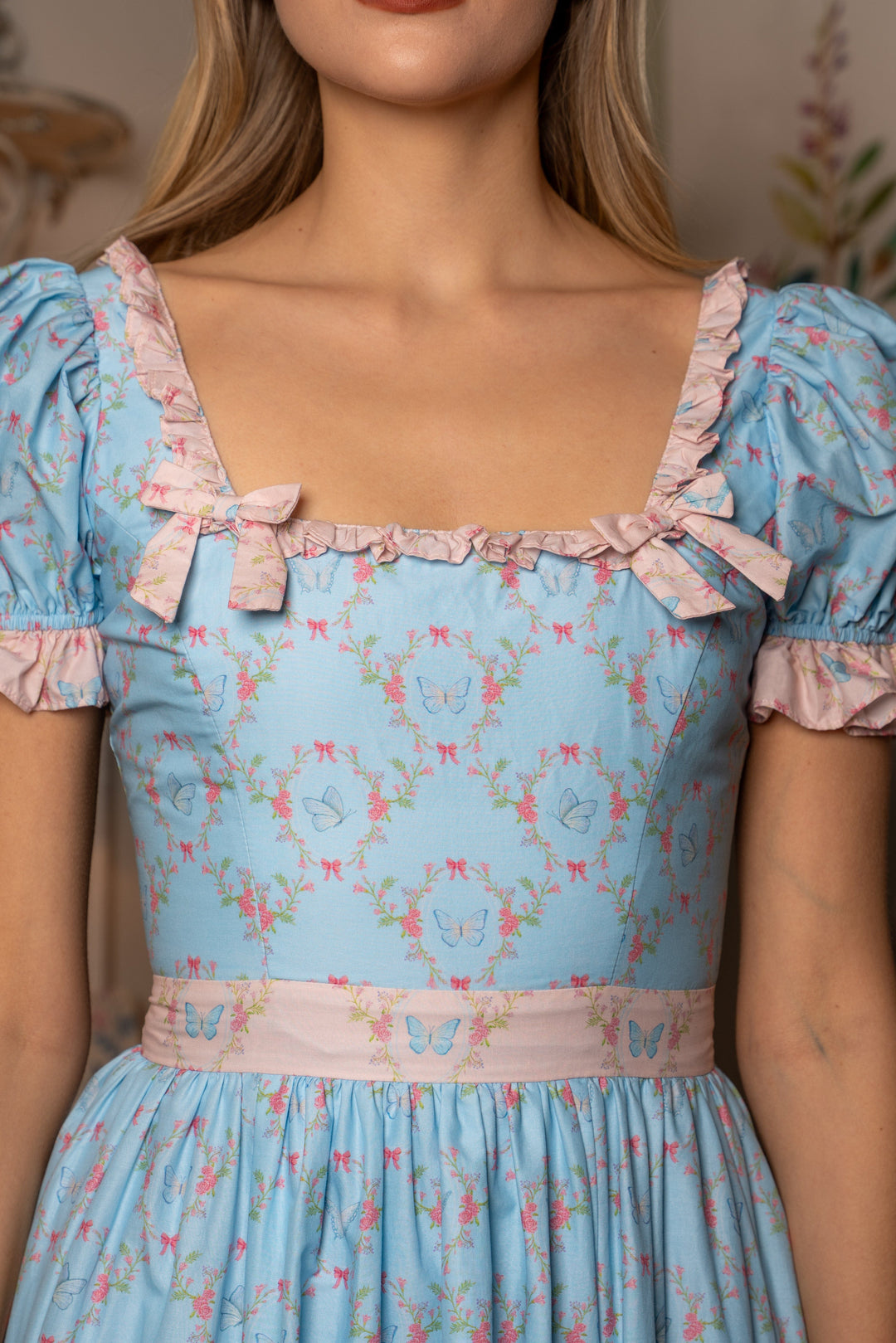 Butterfly Garden Midi Dress - Blue - Fairy Tong