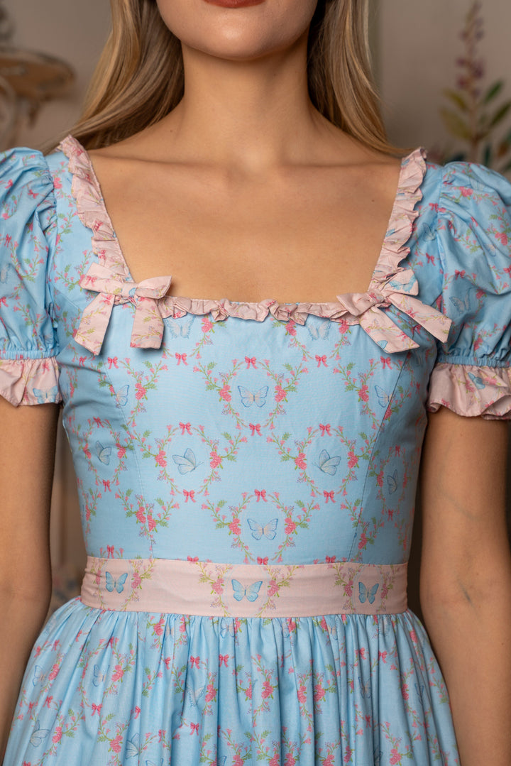 Butterfly Garden Midi Dress - Blue - Fairy Tong