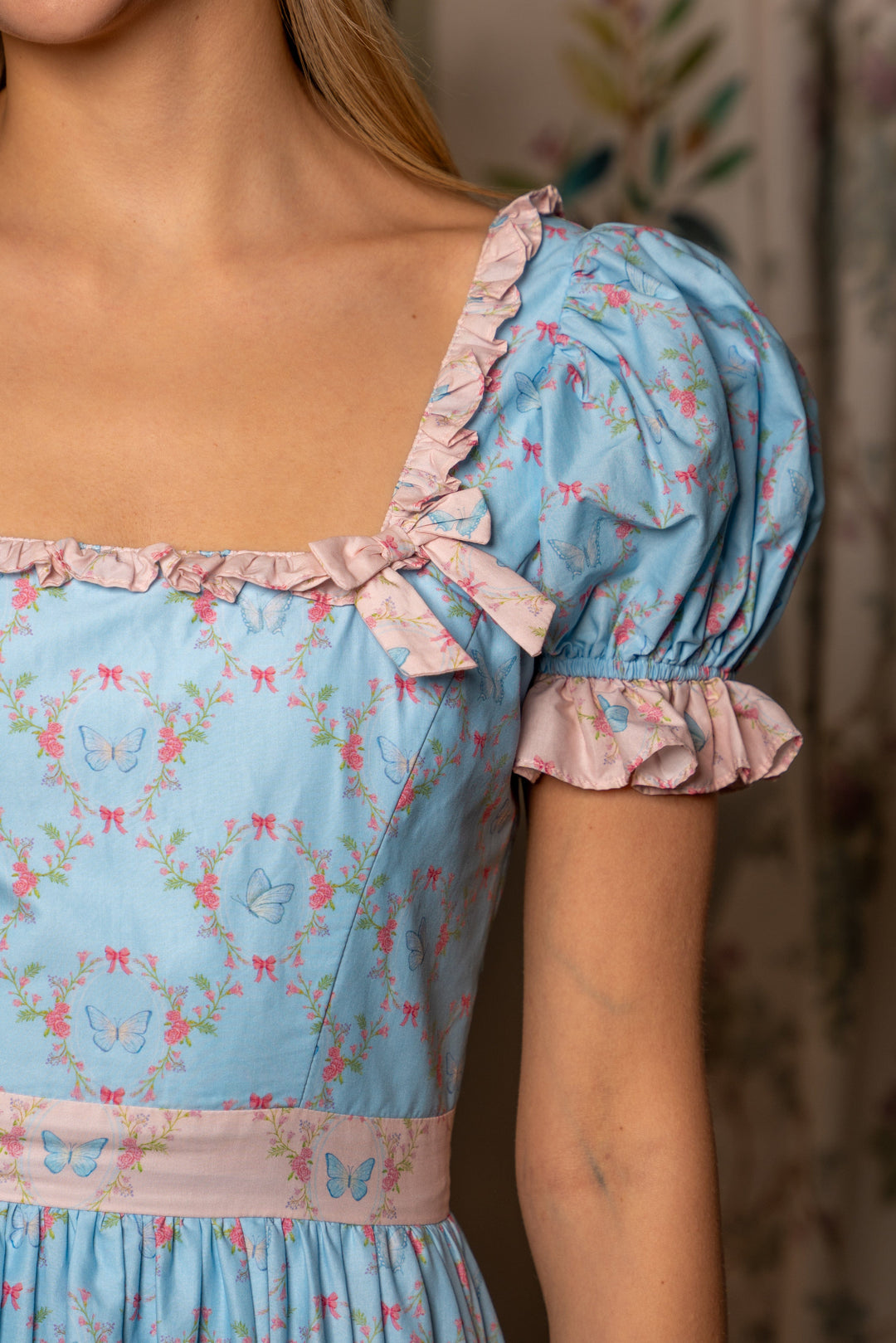 Butterfly Garden Midi Dress - Blue - Fairy Tong