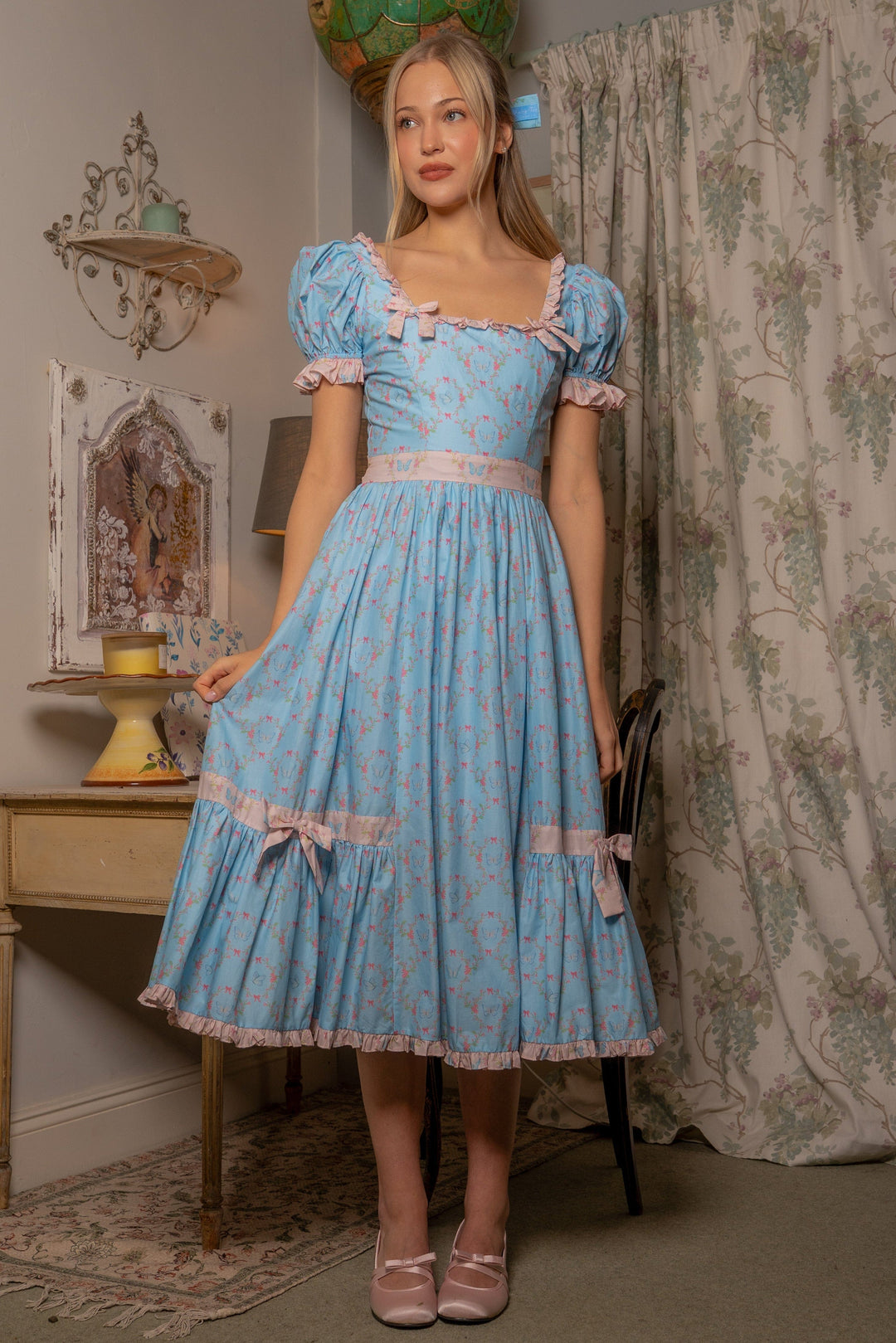 Butterfly Garden Midi Dress - Blue - Fairy Tong