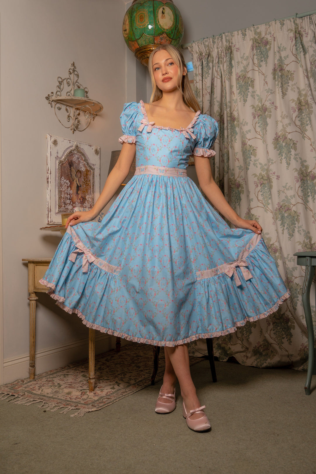 Butterfly Garden Midi Dress - Blue - Fairy Tong