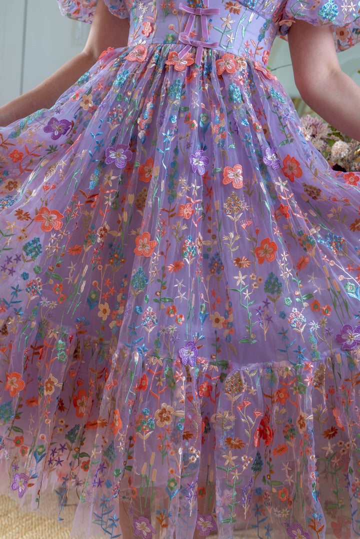 Enchanted Meadow Midi Dress - Violet - Fairy Tong