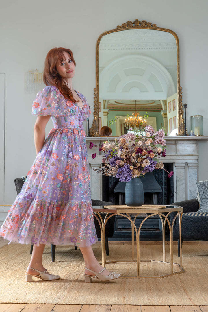 Enchanted Meadow Midi Dress - Violet - Fairy Tong