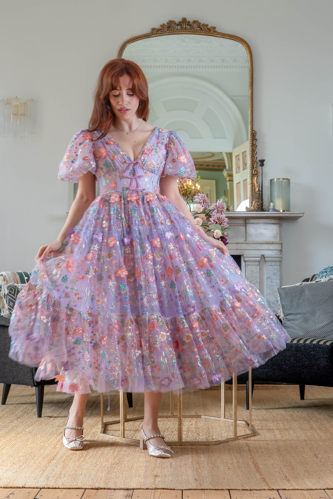 Enchanted Meadow Midi Dress - Violet - Fairy Tong