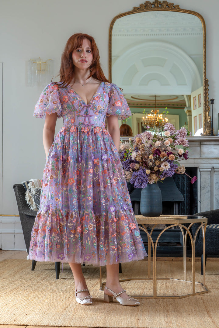 Enchanted Meadow Midi Dress - Violet - Fairy Tong