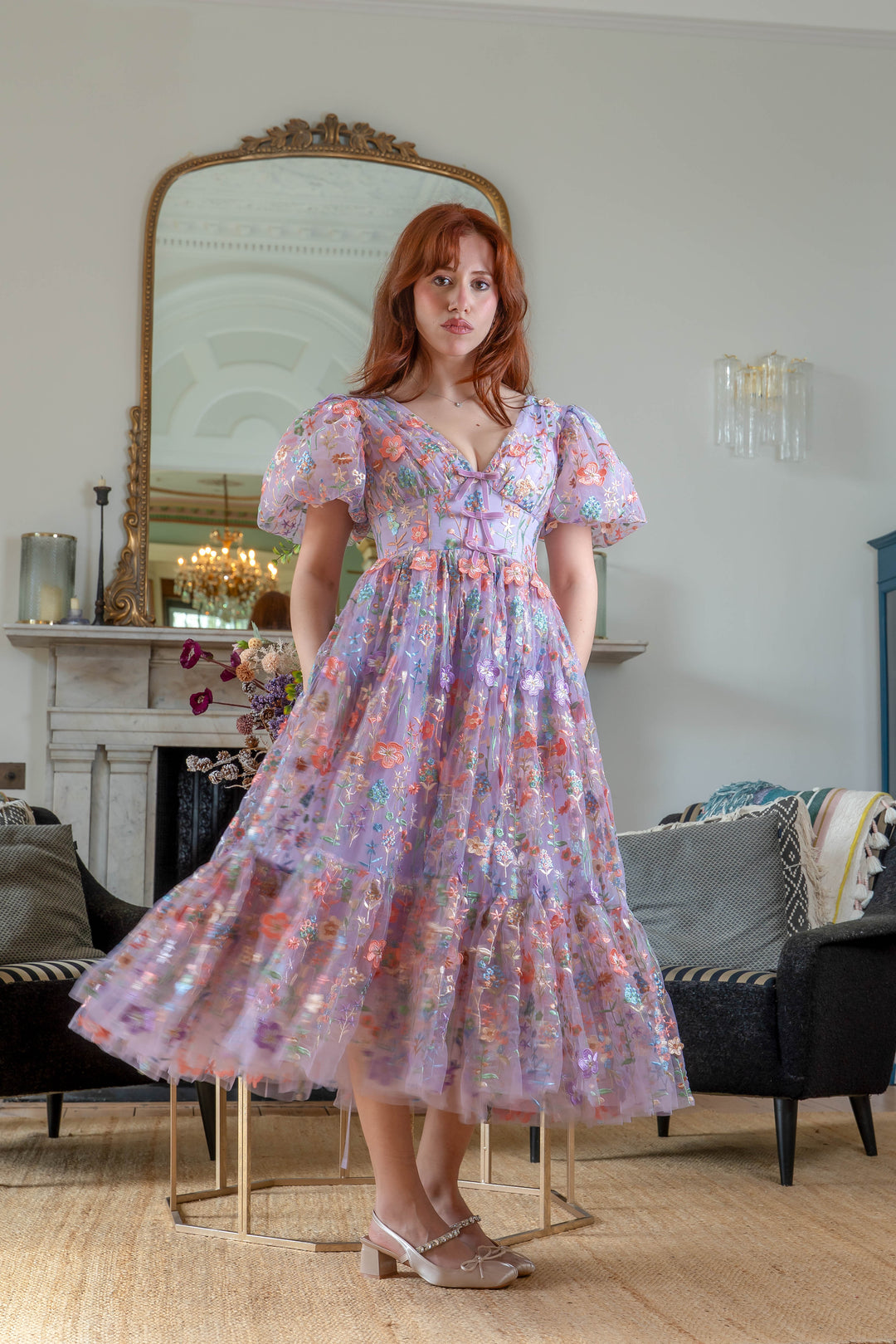 Enchanted Meadow Midi Dress - Violet - Fairy Tong