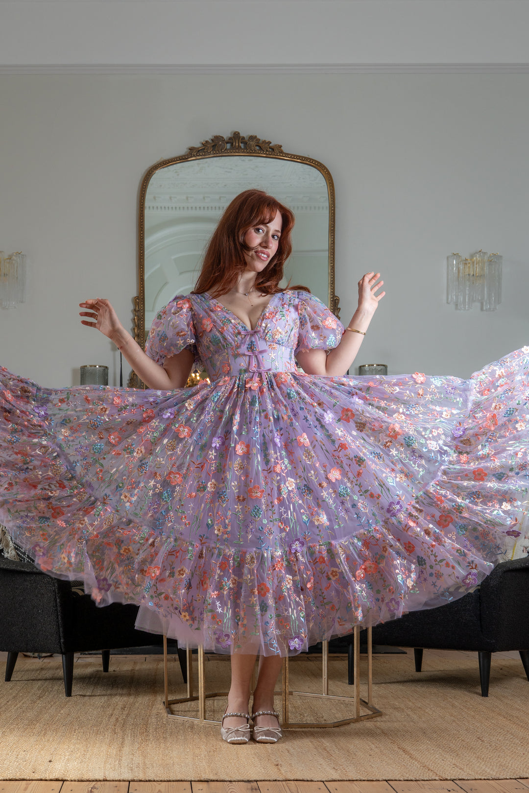 Enchanted Meadow Midi Dress - Violet - Fairy Tong