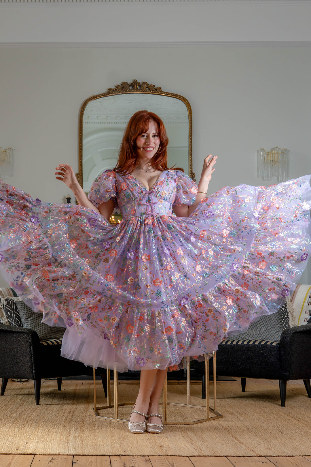 Enchanted Meadow Midi Dress - Violet - Fairy Tong