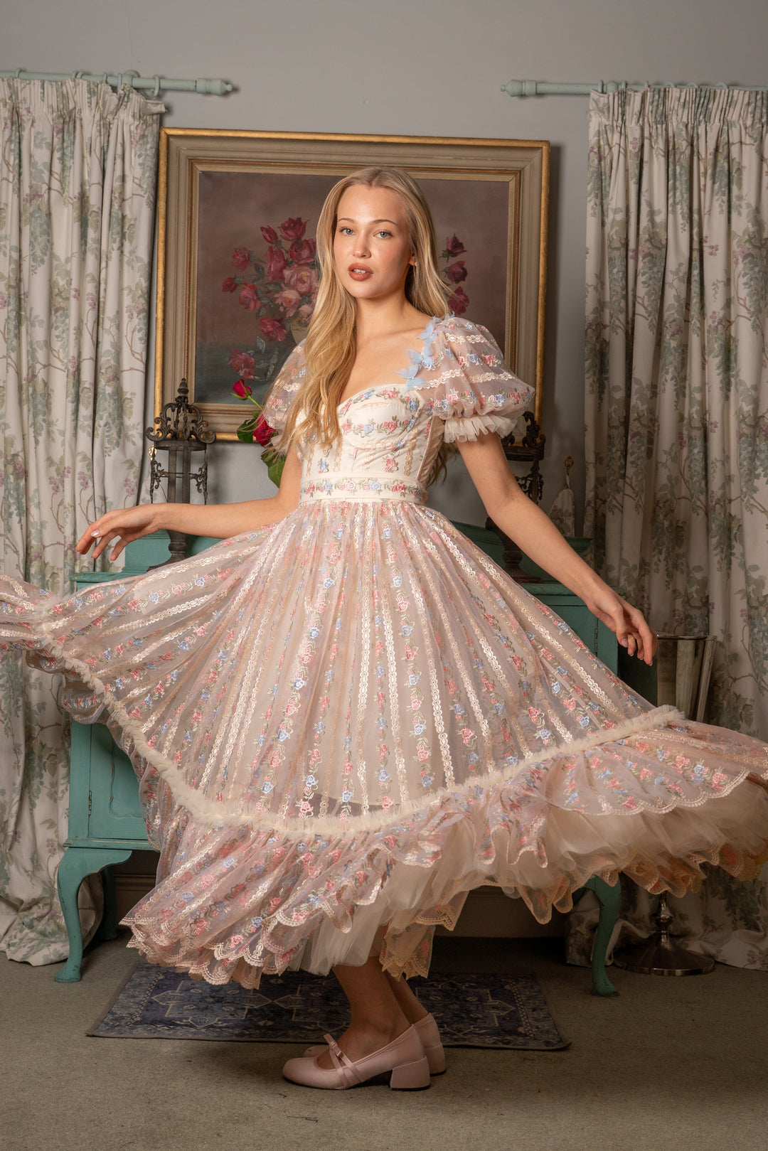 Everbloom Flutter Midi Dress - Fairy Tong