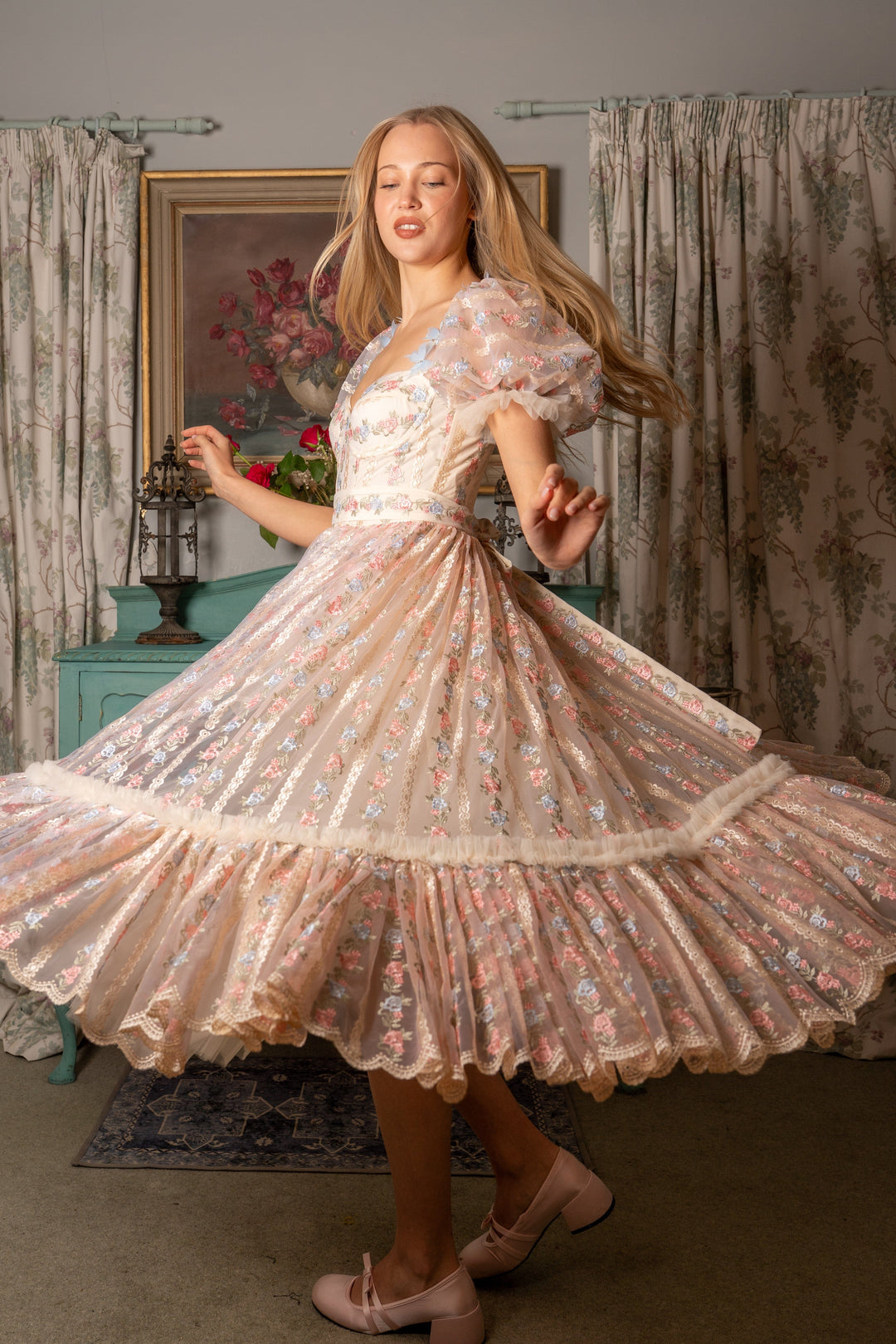 Everbloom Flutter Midi Dress - Fairy Tong