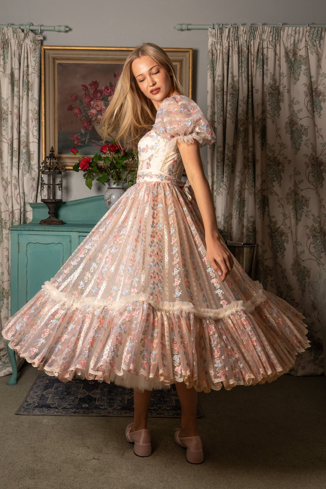 Everbloom Flutter Midi Dress - Fairy Tong