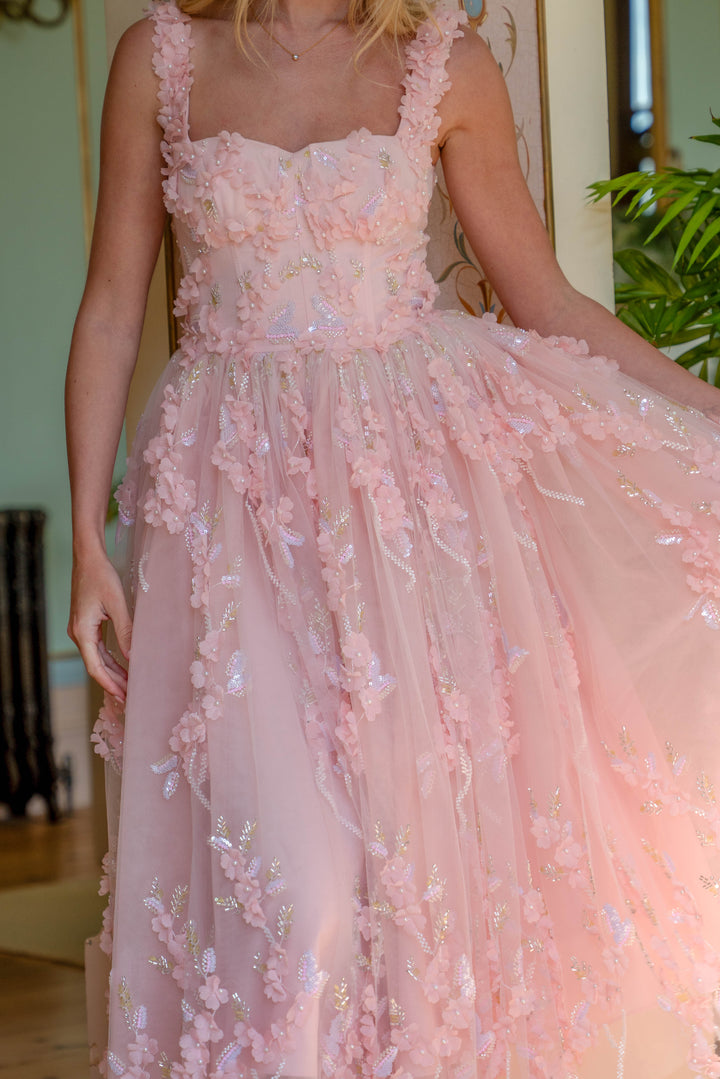 Bloom Reverie Sequin Midi Dress - Fairy Tong