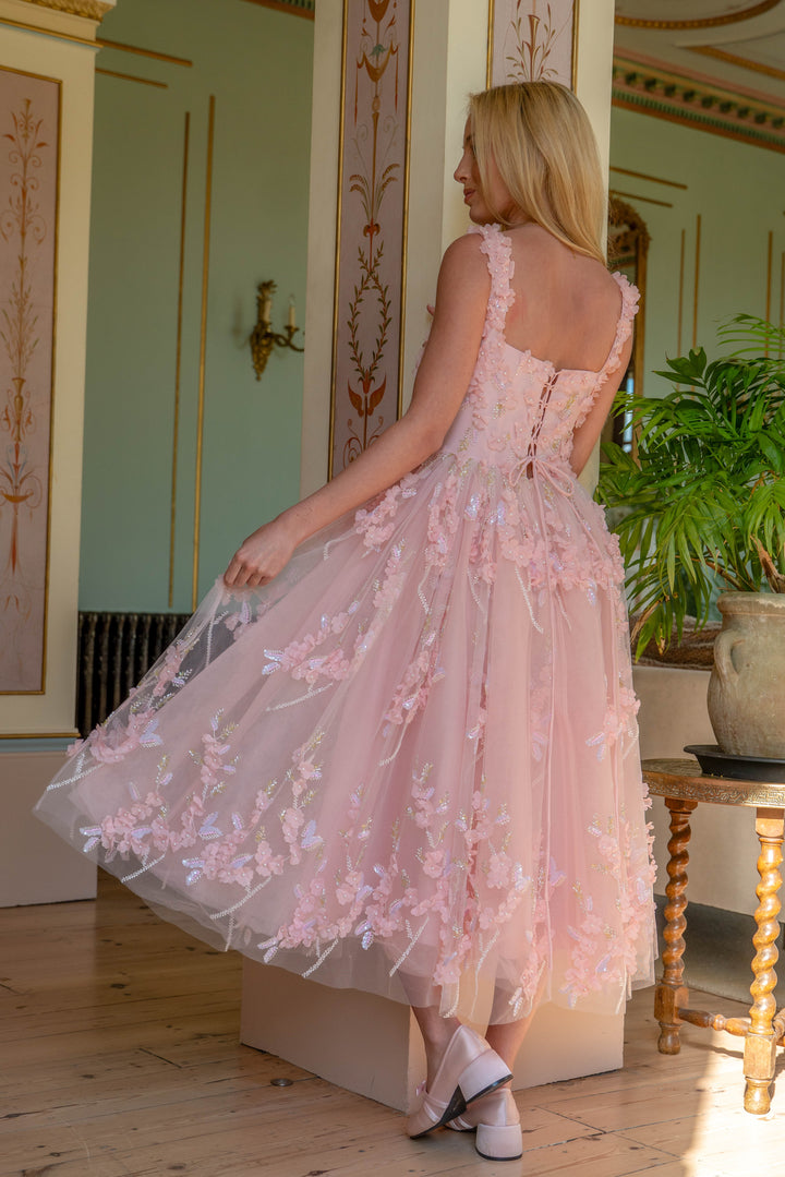 Bloom Reverie Sequin Midi Dress - Fairy Tong