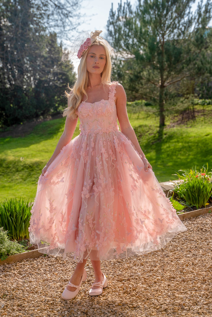 Bloom Reverie Sequin Midi Dress - Fairy Tong