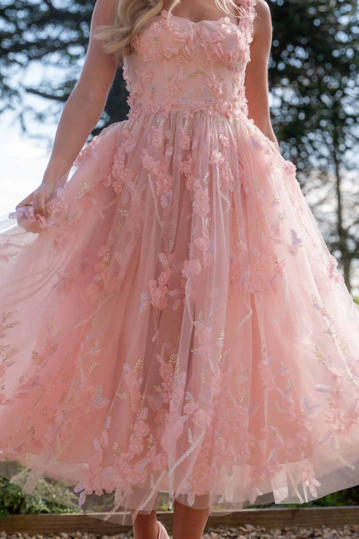 Bloom Reverie Sequin Midi Dress - Fairy Tong