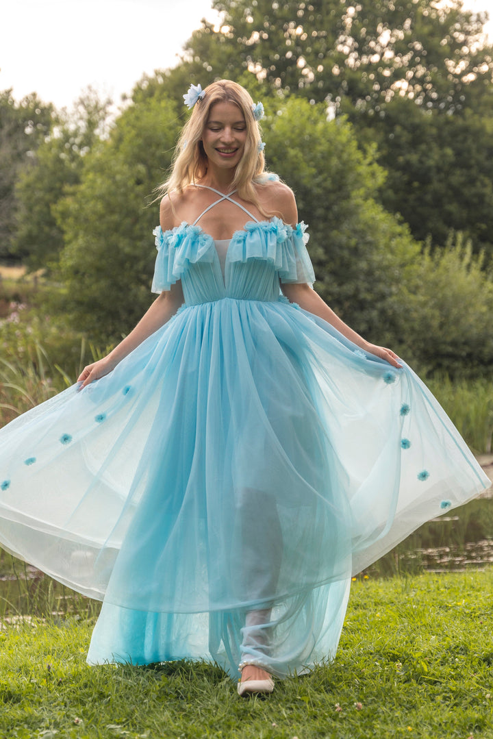 Flora Whisper Gown - Sky Blue