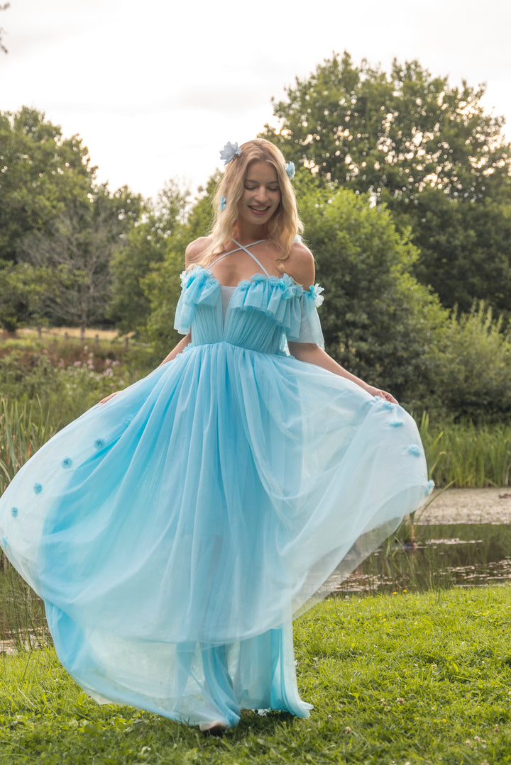 Flora Whisper Gown - Sky Blue