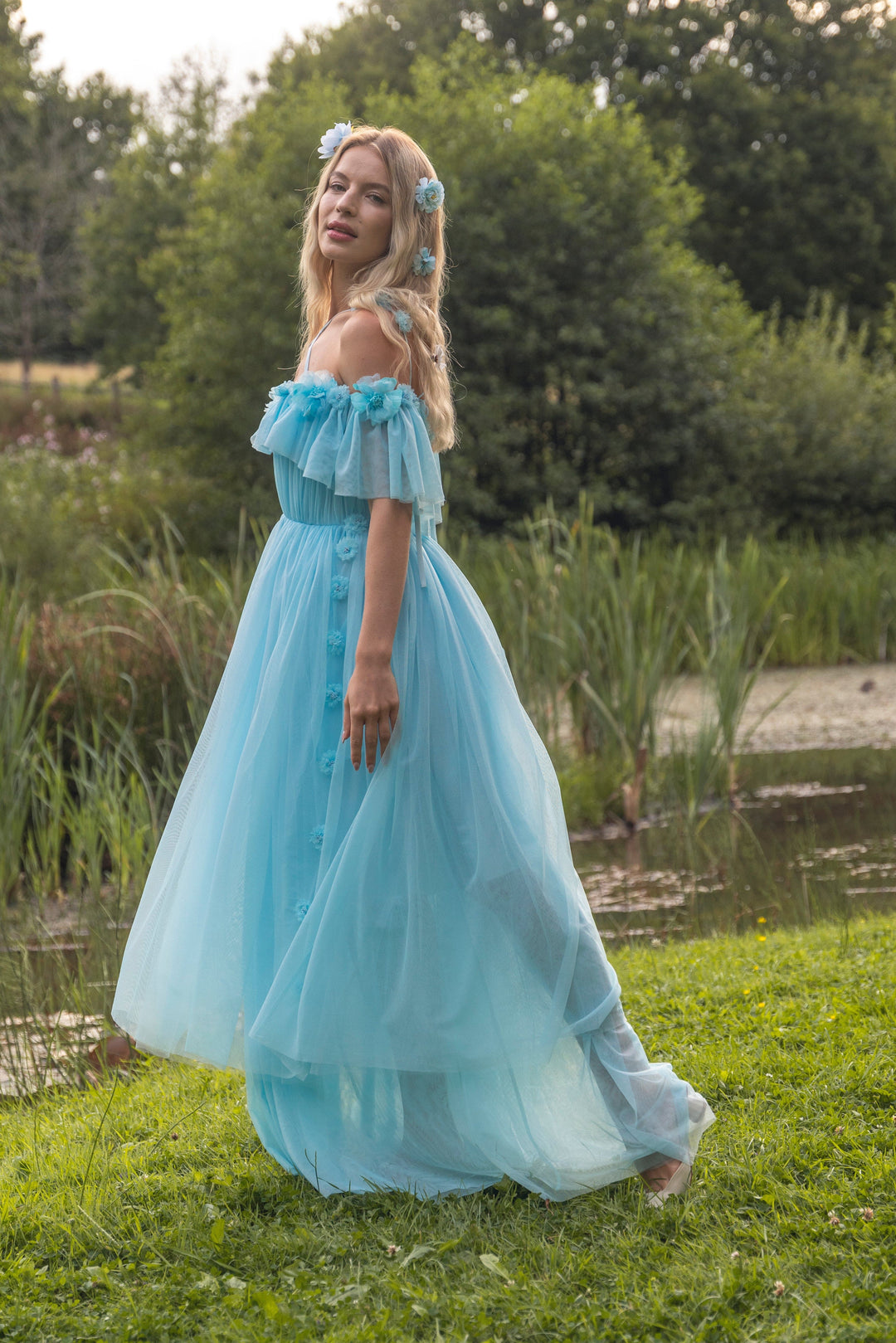 Flora Whisper Gown - Sky Blue