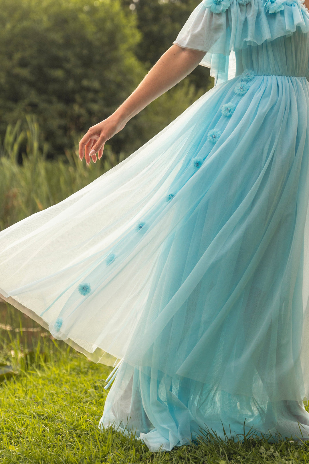 Flora Whisper Gown - Sky Blue