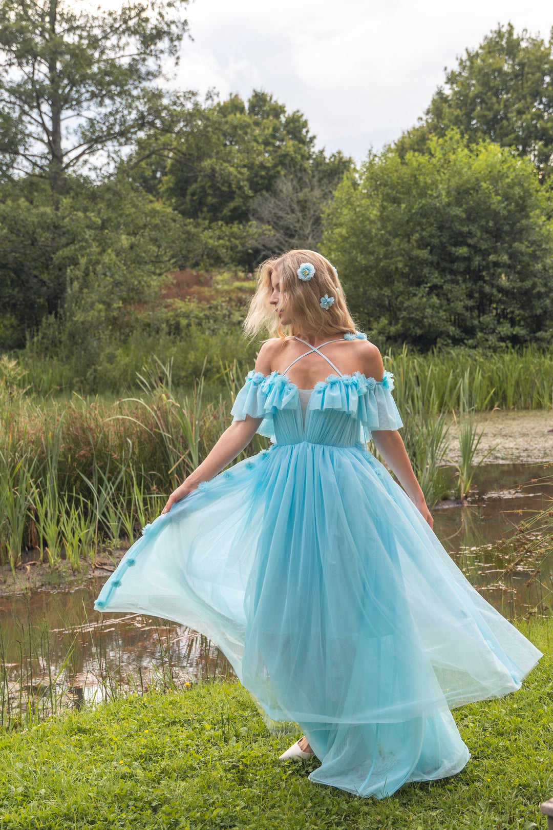 Flora Whisper Gown - Sky Blue