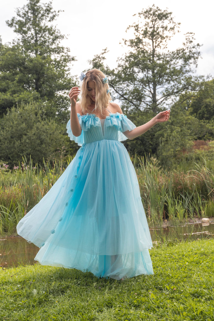 Flora Whisper Gown - Sky Blue