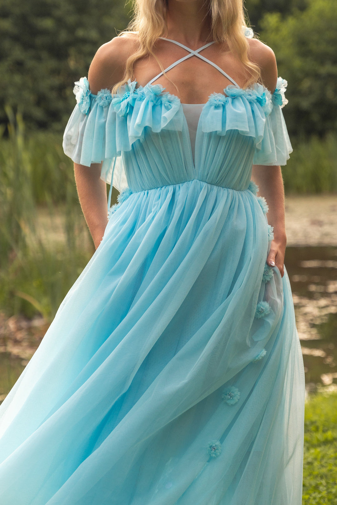 Flora Whisper Gown - Sky Blue