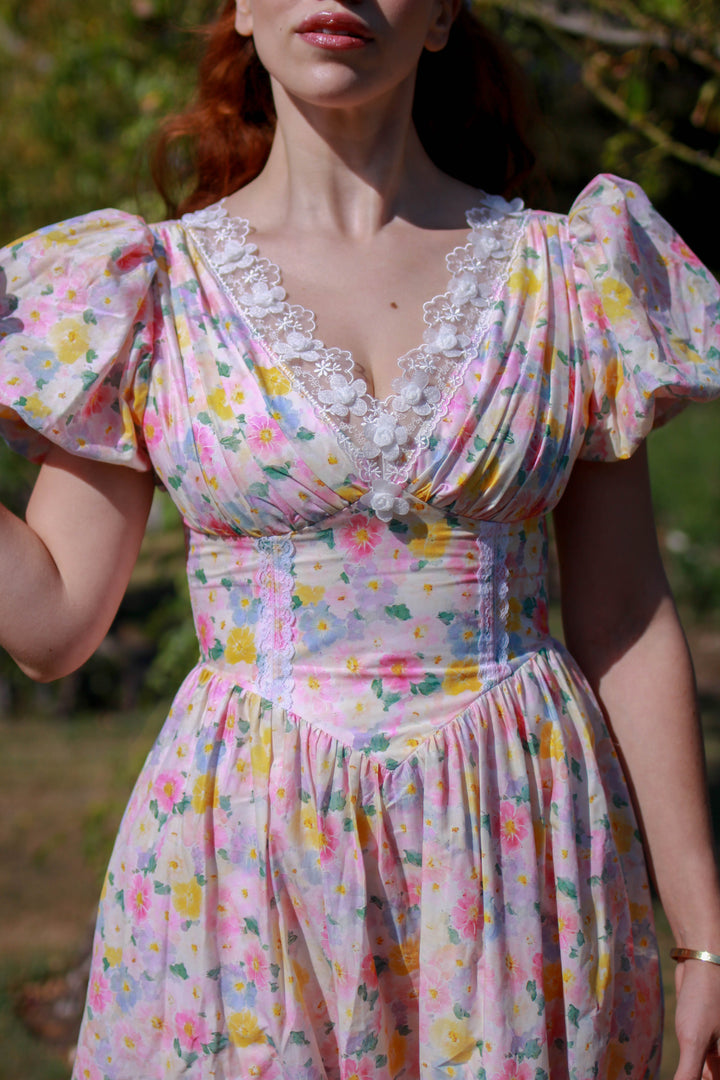 Painted Bloom Midi Dress - Pink