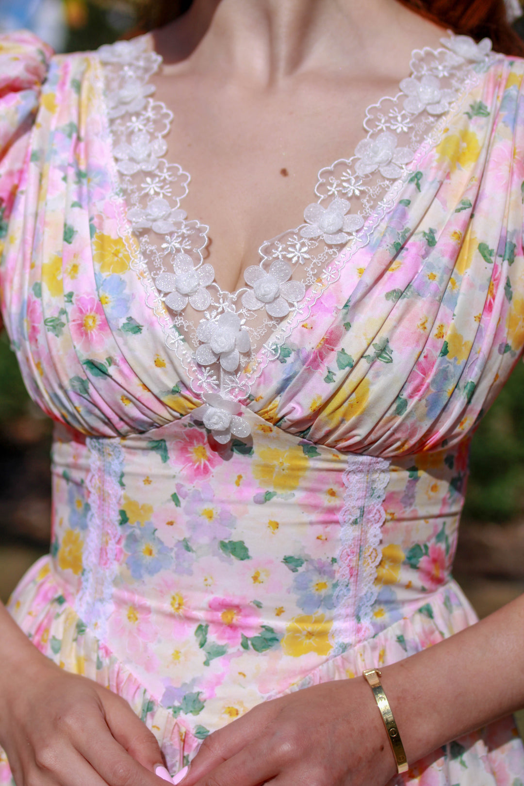 Painted Bloom Midi Dress - Pink