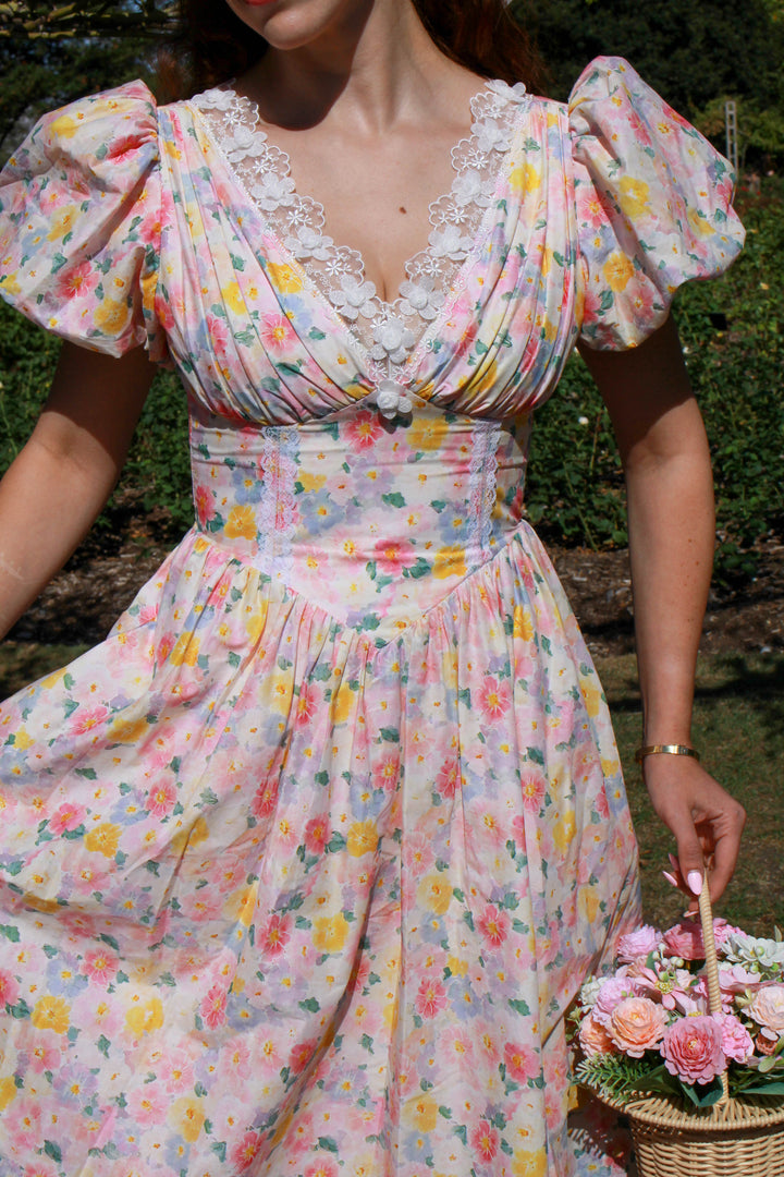 Painted Bloom Midi Dress - Pink