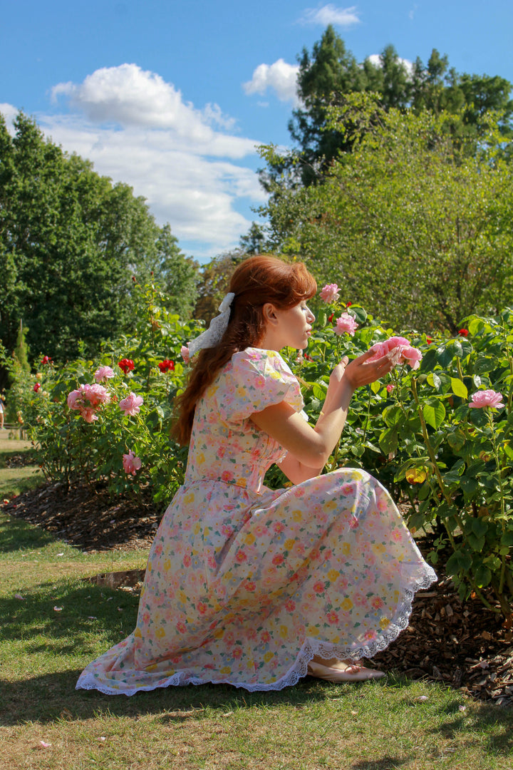 Painted Bloom Midi Dress - Pink