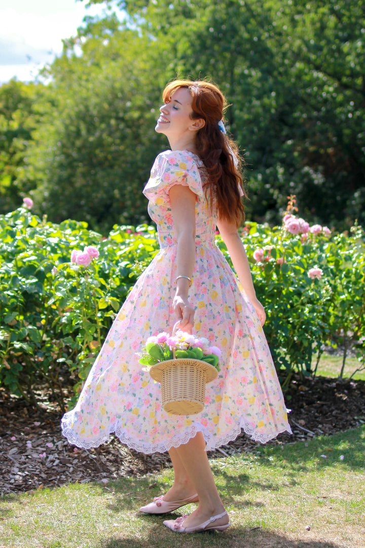 Painted Bloom Midi Dress - Pink