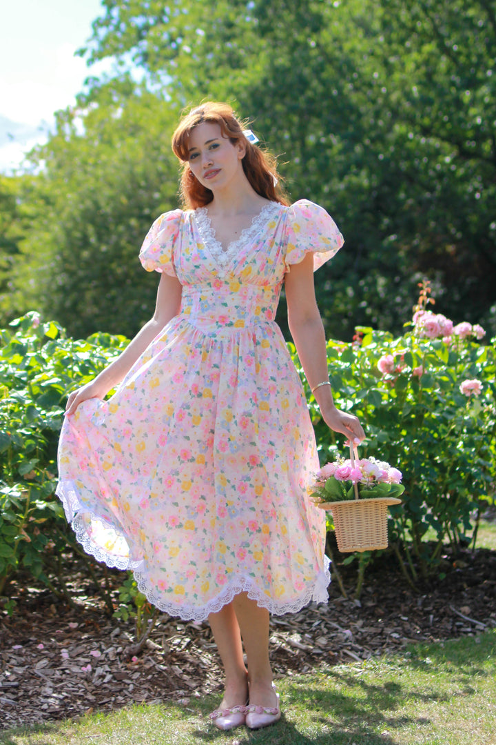Painted Bloom Midi Dress - Pink